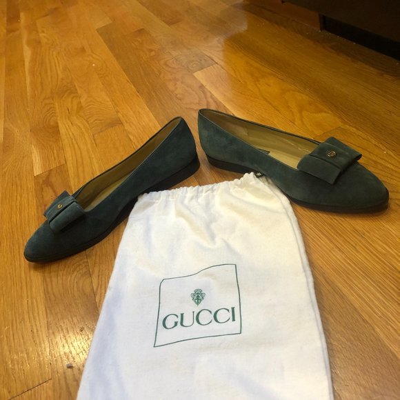 Gucci Green Vintage Suede Loafers - Picture 5 of 8